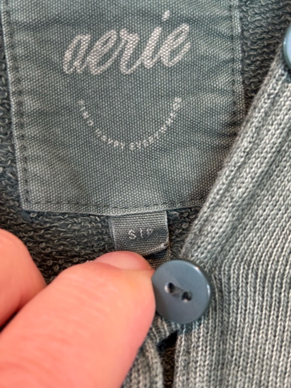 aerie Sage Green Button Sweatshirt 127 - Picture 3 of 4